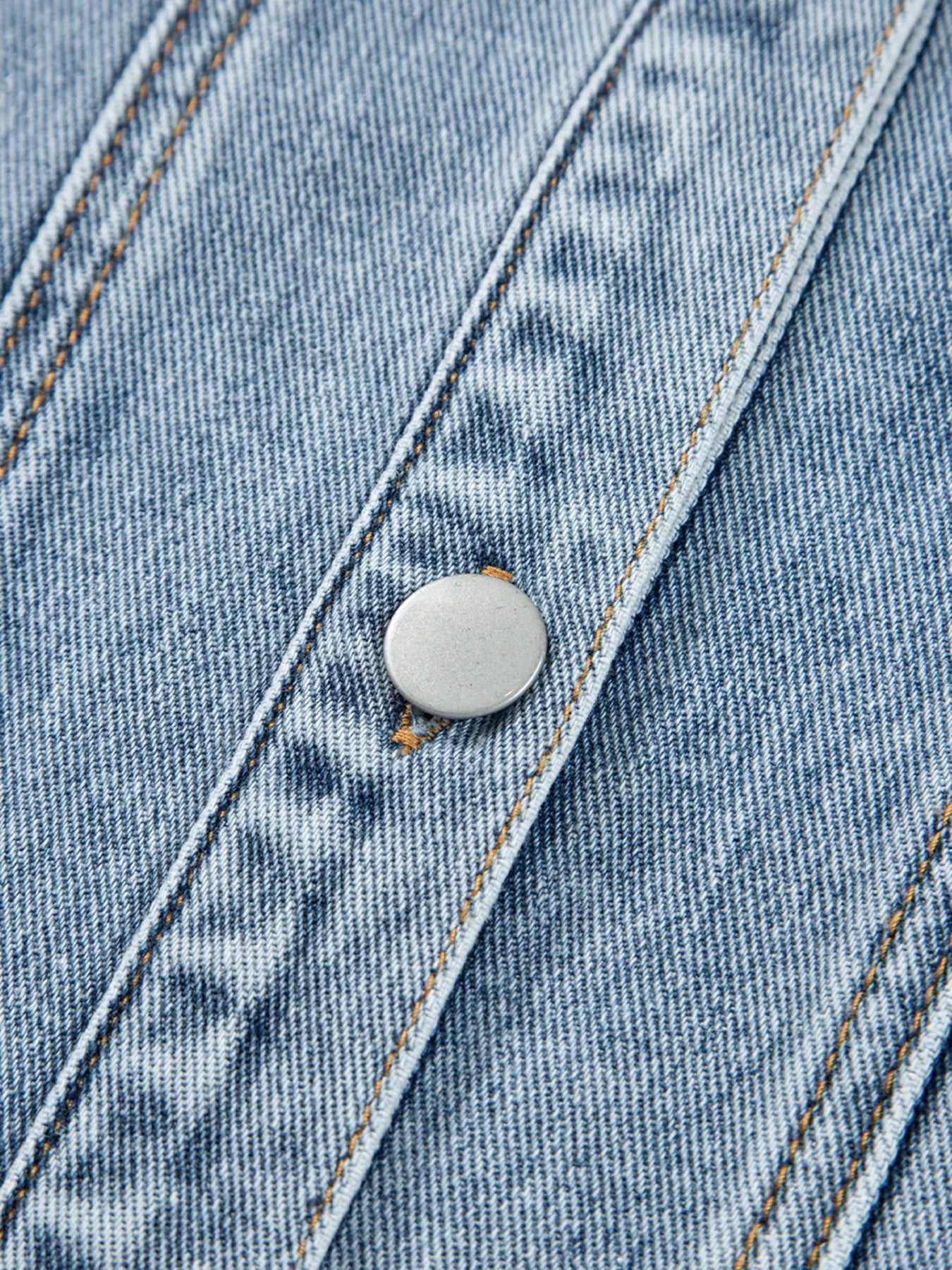 Scallop Trim Collar Patched Pocket Button Up Denim Jacket - Be Bliss Boutique