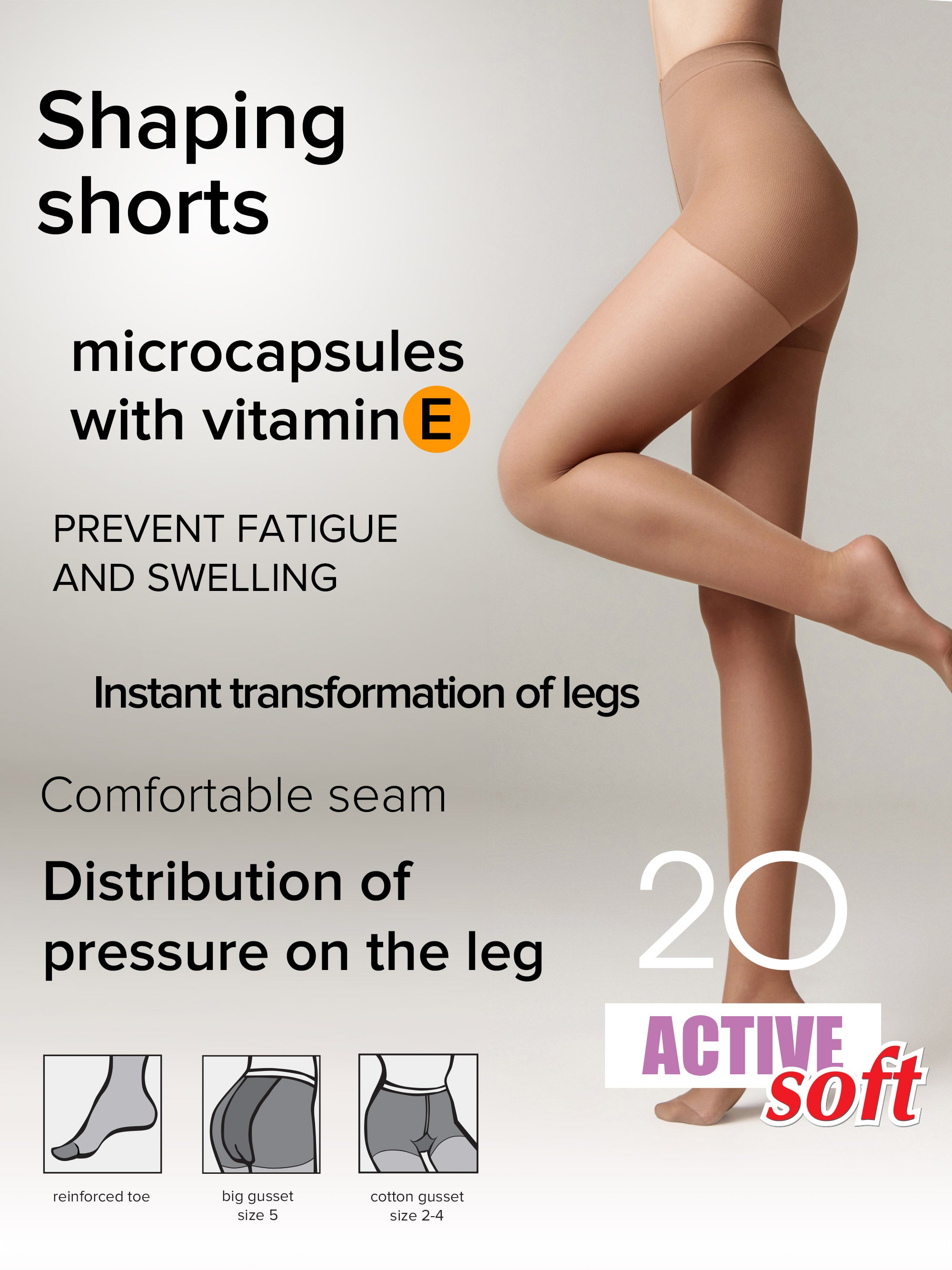 Conte Tights Active Soft 20 Den - Shaping Support with Vitamin E - Be Bliss Boutique