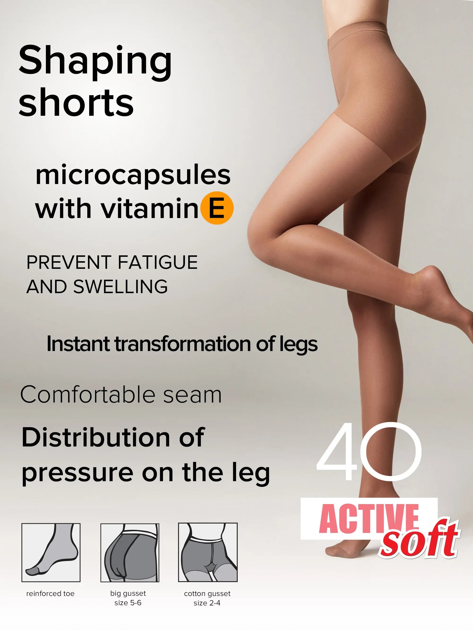 Conte Tights Active Soft 40 Den - Shaping Support with Vitamin E - Be Bliss Boutique