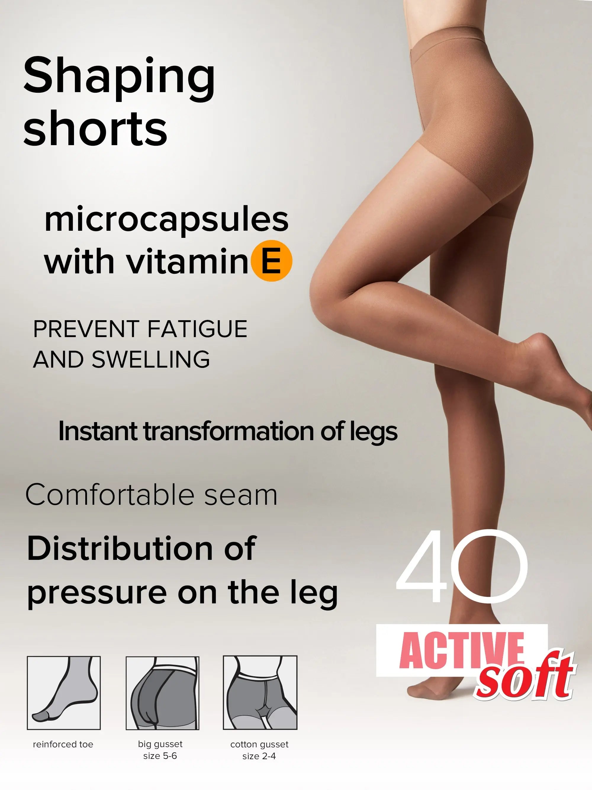 Conte Tights Active Soft 40 Den - Shaping Support with Vitamin E - Be Bliss Boutique