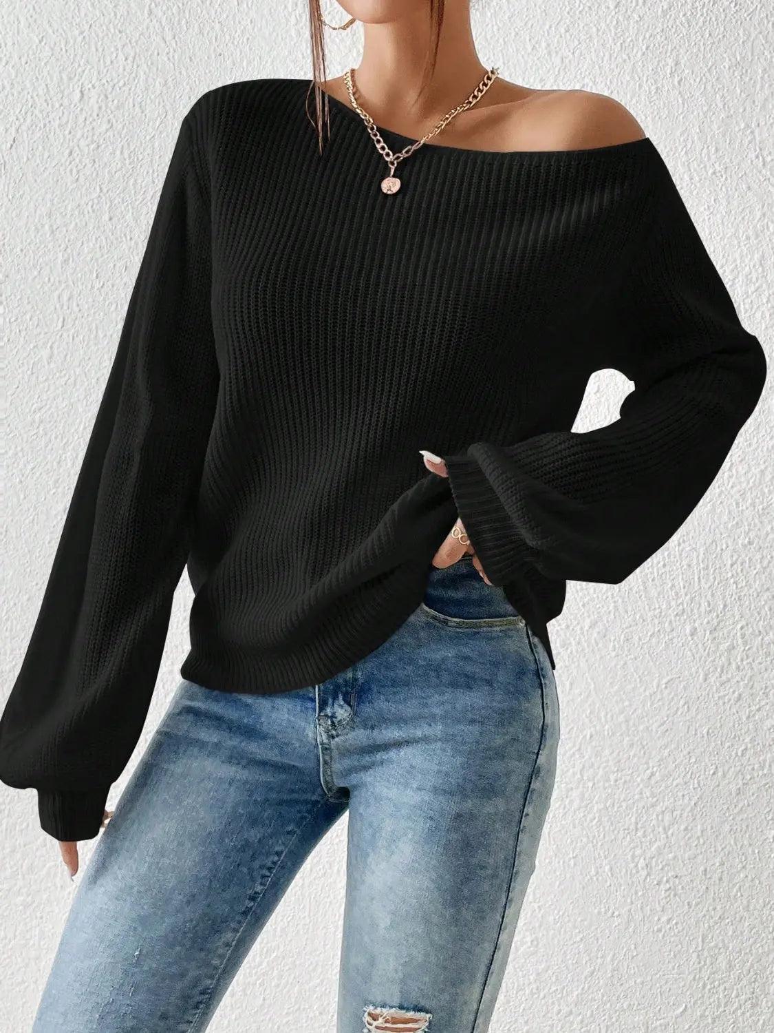 Honey Long Sleeve One Shoulder Sweater - Be Bliss Boutique