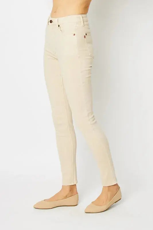 Full Size Garment Dyed Tummy Control Skinny Judy Blue Jeans - Be Bliss Boutique