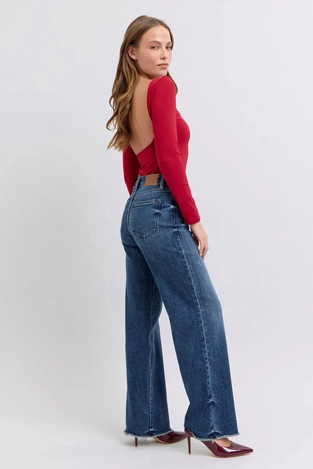 Full Size/Plus Size Raw Hem Mid Rise Judy Blue Jeans - Be Bliss Boutique