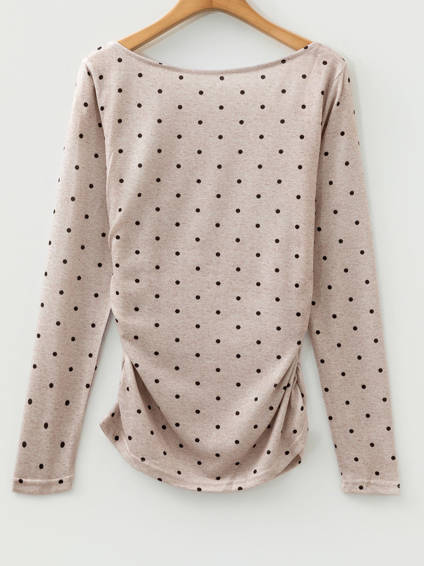 Polka Dot Boat Neck Knit Long Sleeve Shirt - Be Bliss Boutique
