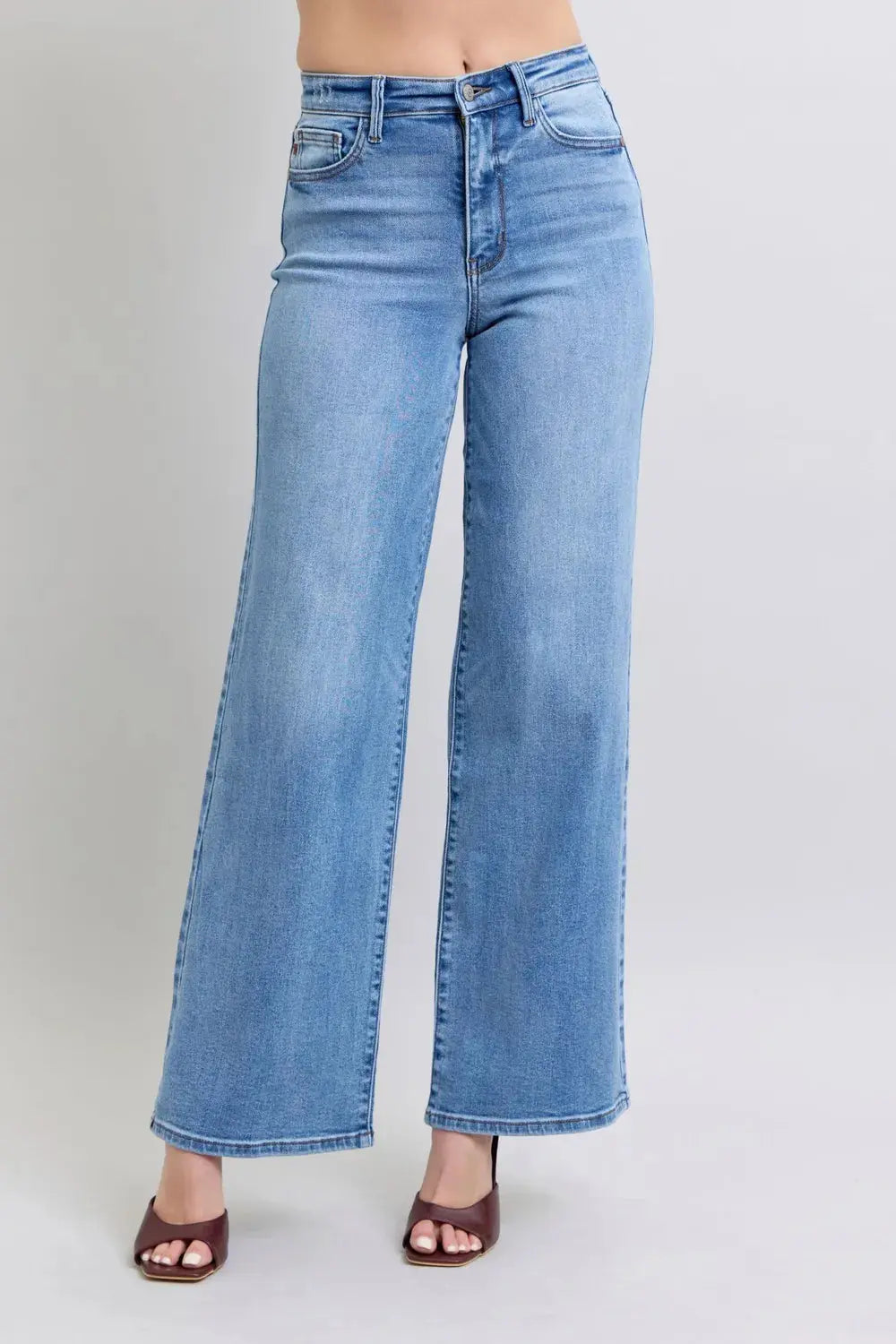 Full Size High Waist Wide Leg Judy Blue Jeans with Functional Pockets - Be Bliss Boutique