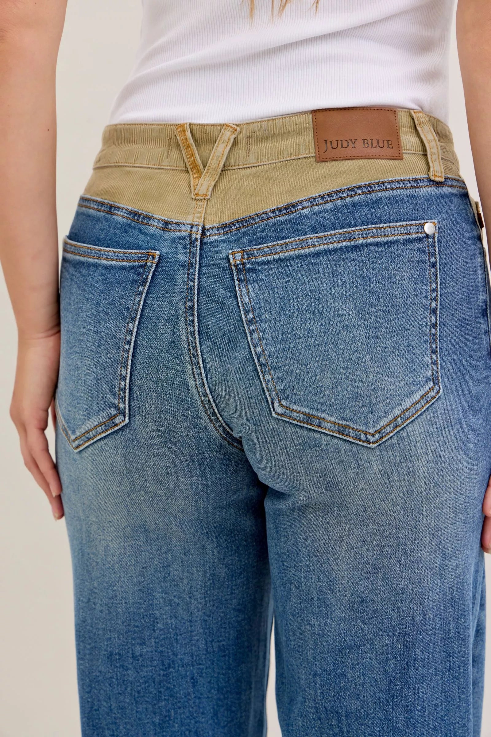 Judy Blue Jeans - MR Column Straight Jeans with Corduroy Waist - Be Bliss Boutique