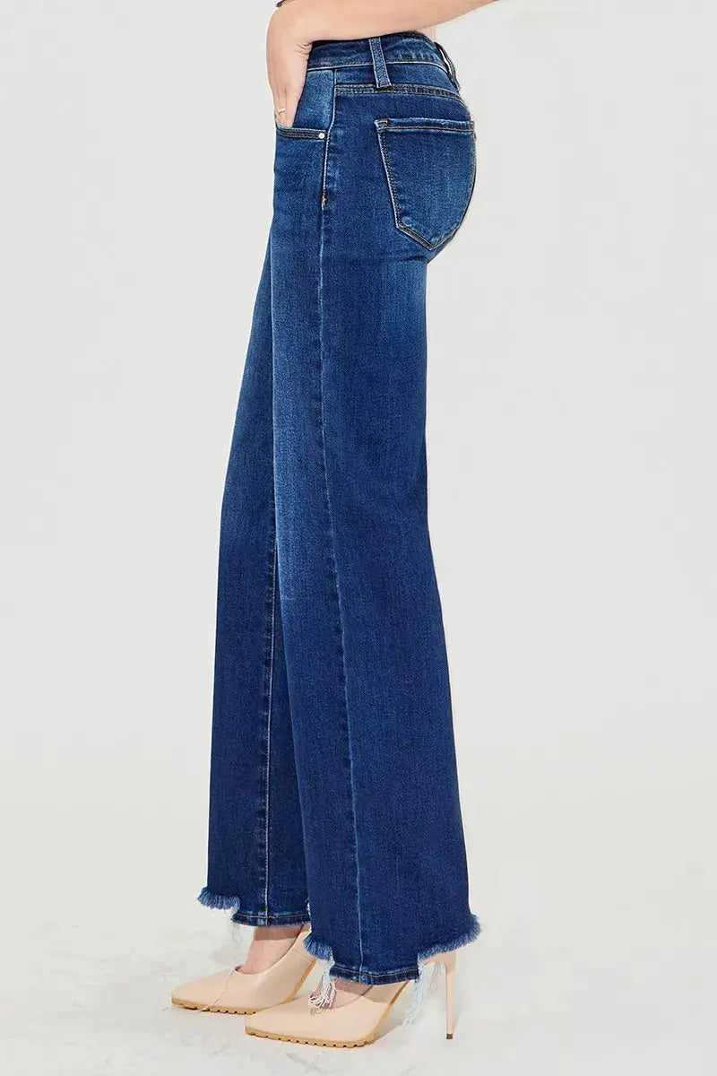 Full Size/Plus Size Low Rise Wide Leg RISEN Jeans (Dark ) - Be Bliss Boutique