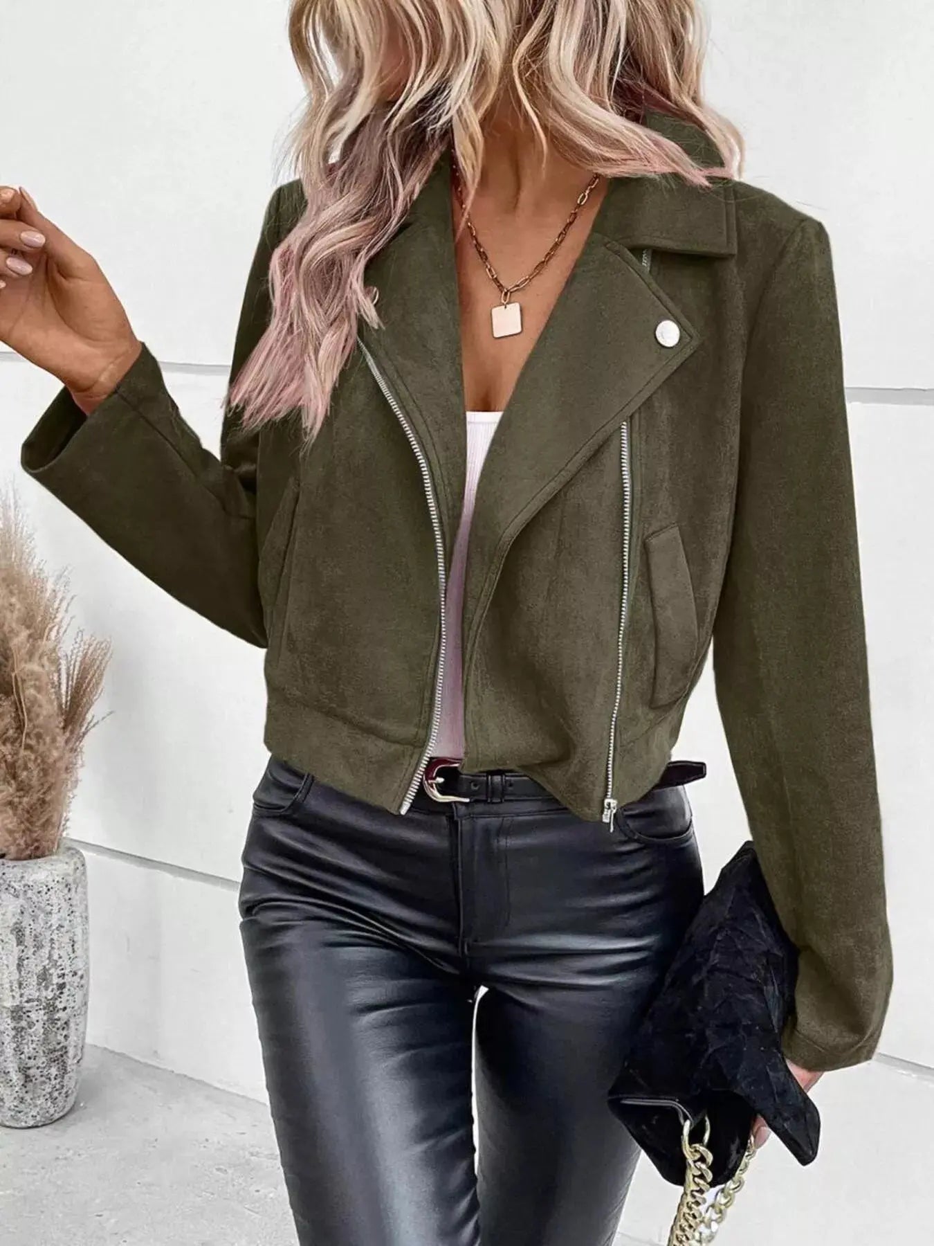 Zip Up Cropped Jacket - Be Bliss Boutique