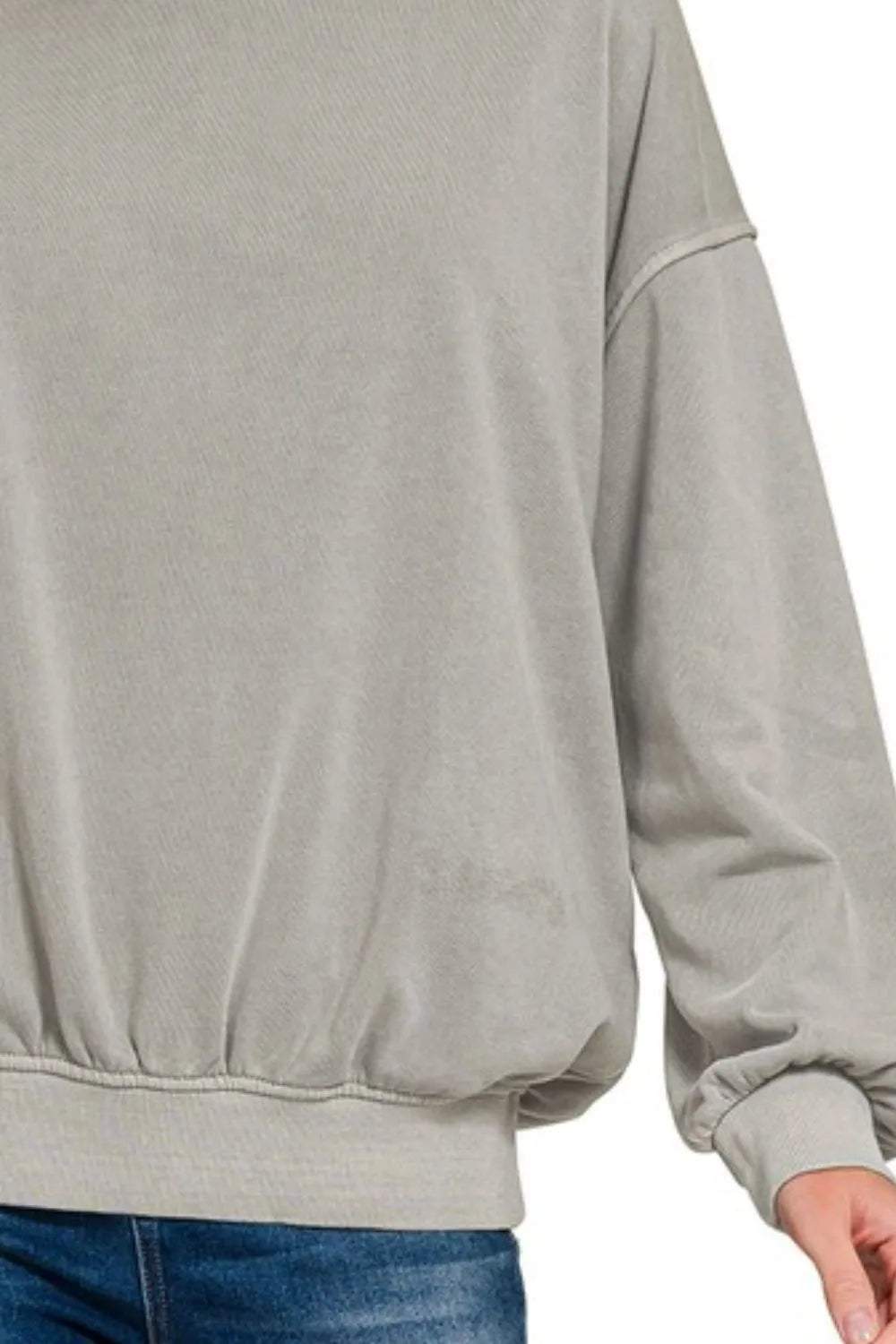 Zenana Soft Fleece Pigment Dye Round Neck Sweatshirt - Be Bliss Boutique