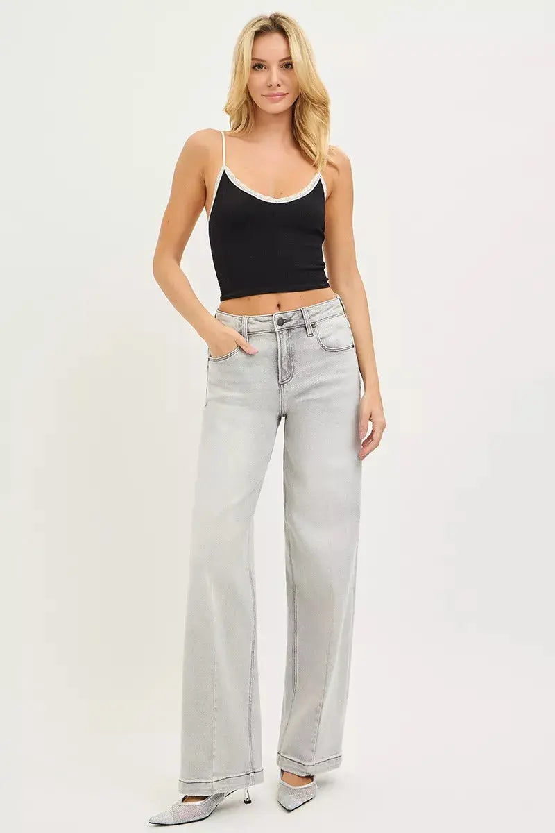 RISEN Jeans - Slouchy Baggy Jeans with Contrast Stitching - Be Bliss Boutique