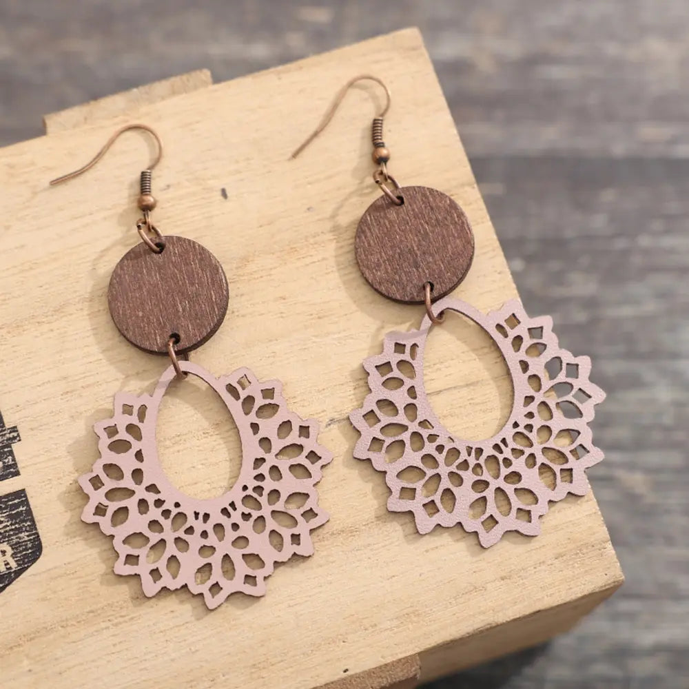 Boho Mandala Geometric Cutout Dangle Earrings - Be Bliss Boutique
