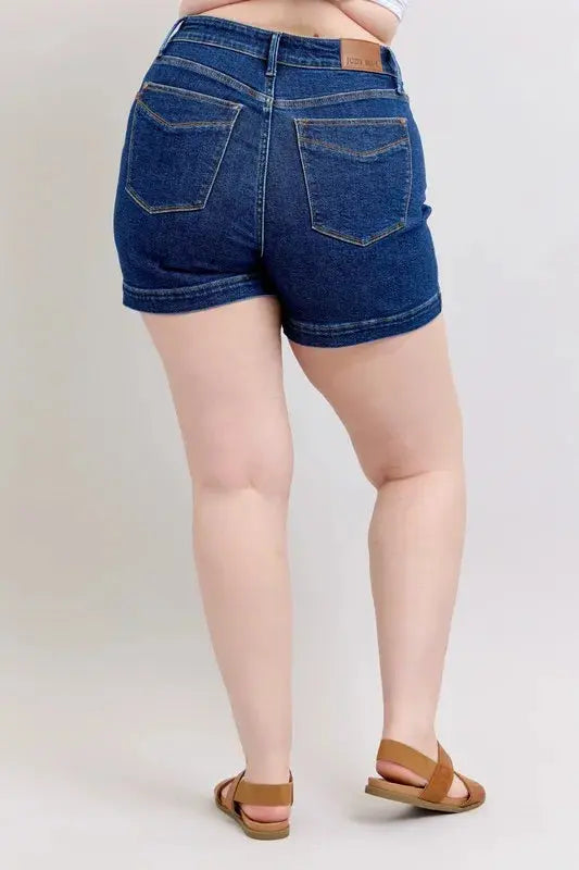 Judy Blue Jeans - Plus Size High Waist Tummy Control Denim Shorts - Be Bliss Boutique