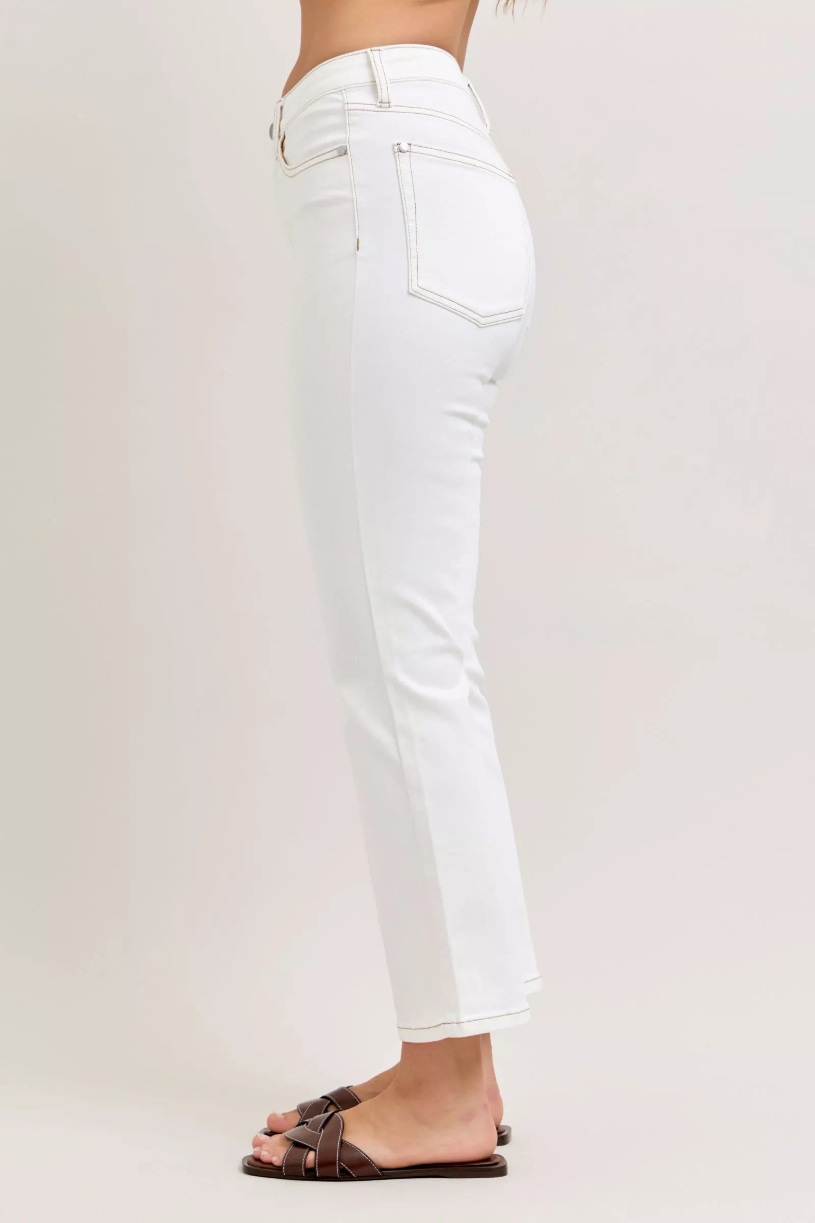 Judy Blue Jeans - Contrast Stitching Cropped Flare Jeans - Be Bliss Boutique