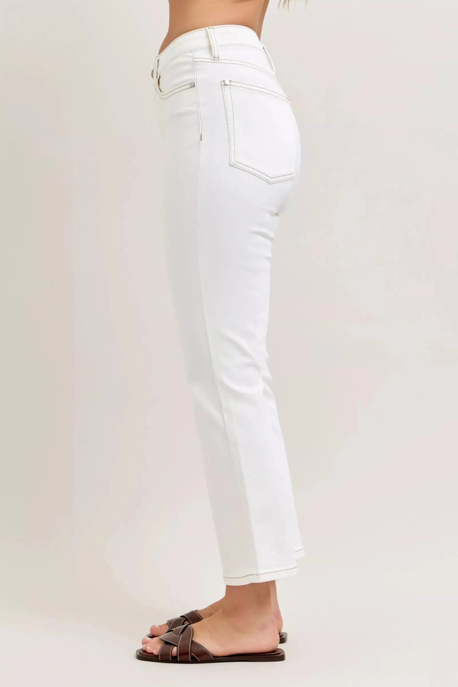 Judy Blue Jeans - Contrast Stitching Cropped Flare Jeans - Be Bliss Boutique