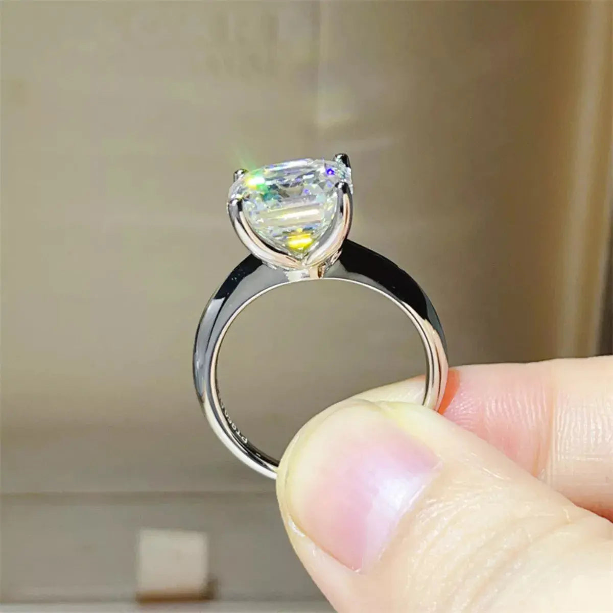 925 Sterling Silver Asscher Cut 5 Carat Moissanite Ring - Be Bliss Boutique