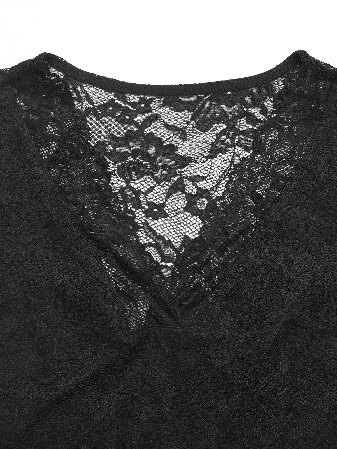 Lace V-Neck Long Sleeve T-Shirt - Be Bliss Boutique