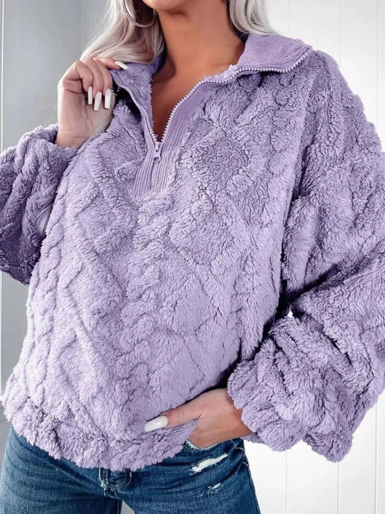 Cozy Fleece Quarter Zip Sweatshirt - Be Bliss Boutique