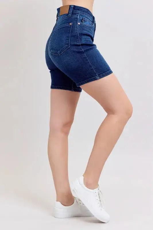 Judy Blue Full Size/Plus Size High Waist V-Front Bermuda Shorts - Be Bliss Boutique