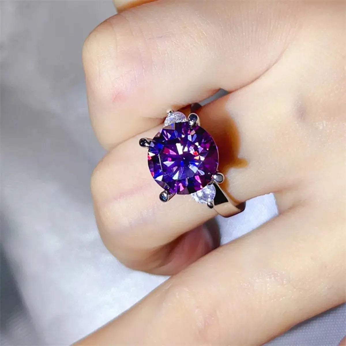 925 Sterling Silver Purple 5 Carat Moissanite Ring - Be Bliss Boutique