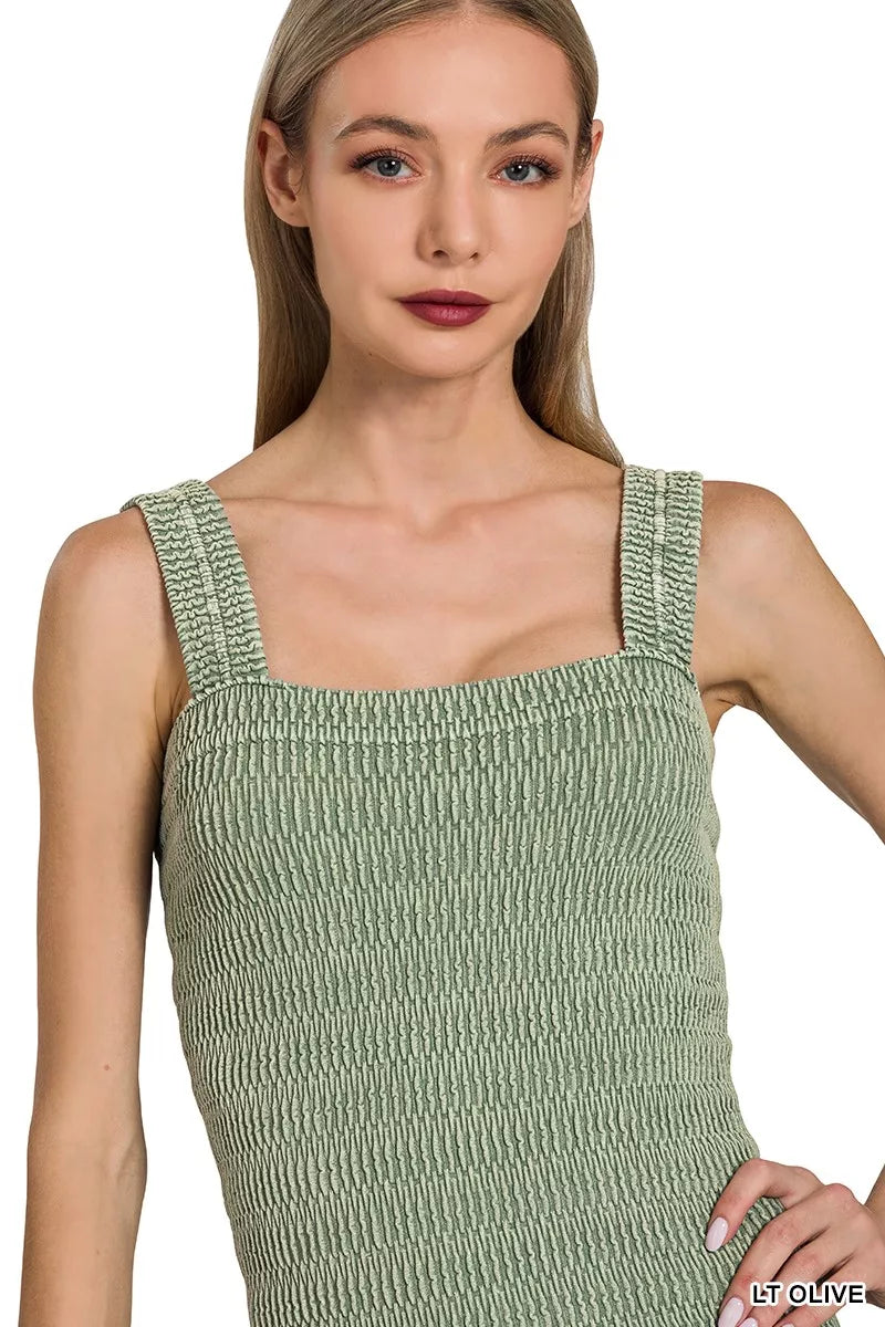 Zenana Seamless Winkle Stone Washed Tank Top - Be Bliss Boutique