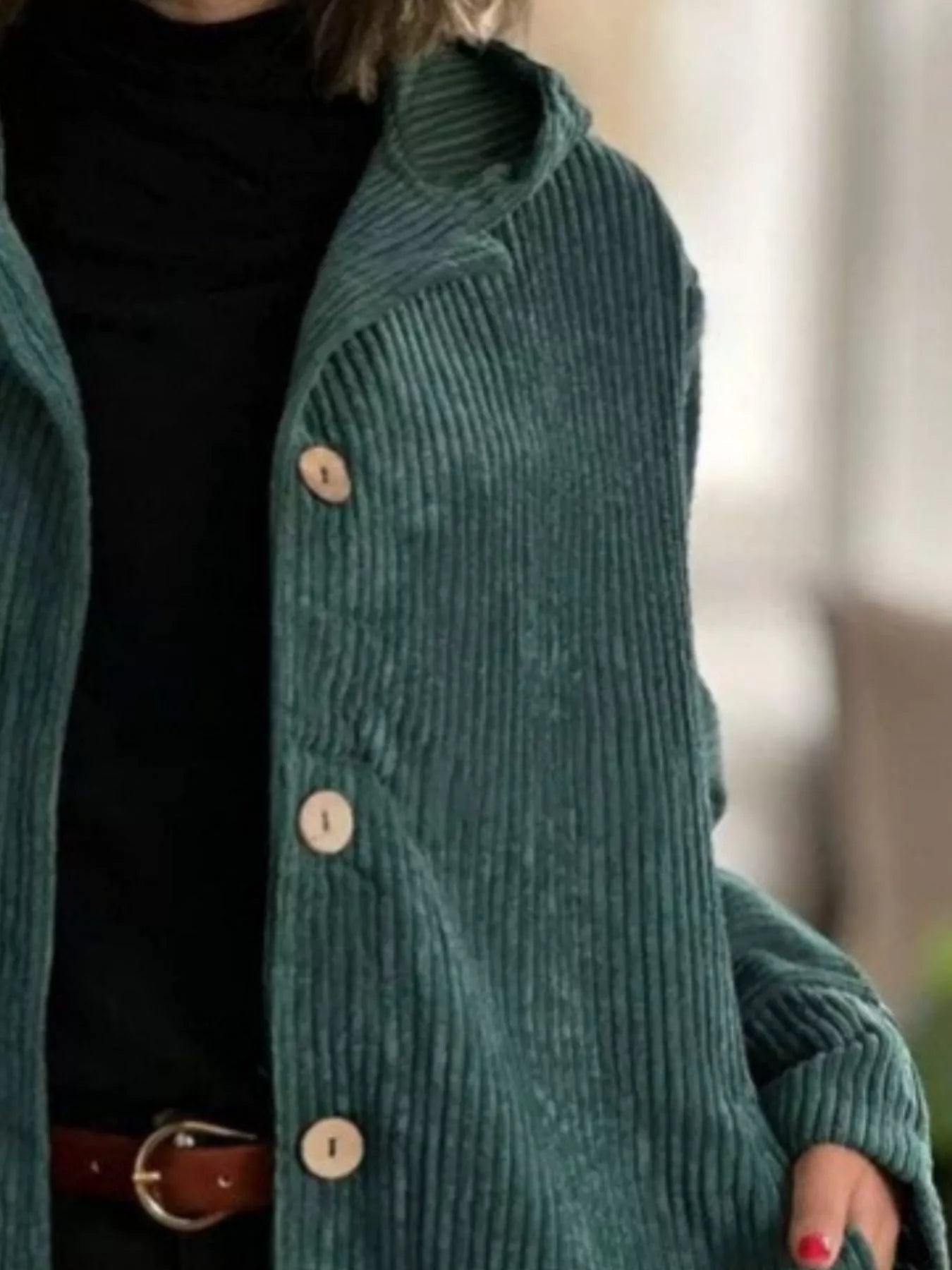 Full Size Corduroy Hooded Button-Up Jacket Plus Size - Be Bliss Boutique