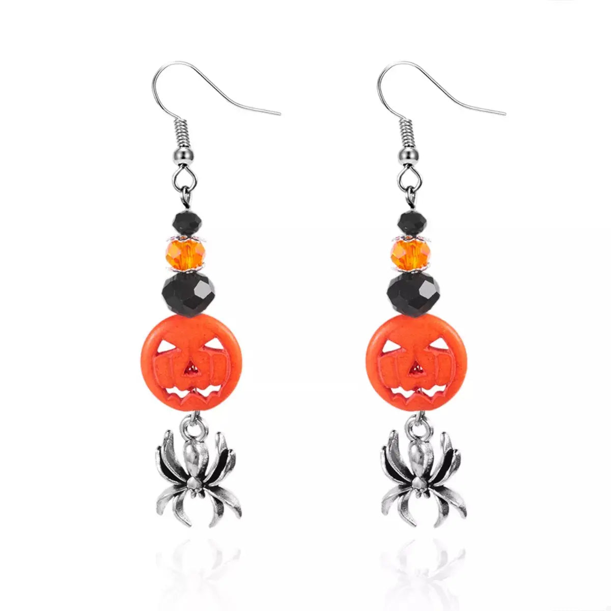 Spider Pumpkin Halloween Drop Earrings - Be Bliss Boutique