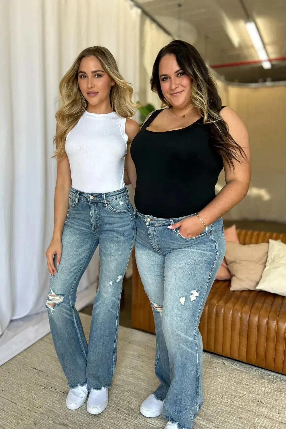 Plus Size Medium Rise Tummy Control Destroy Flare Judy Blue Jeans - Be Bliss Boutique