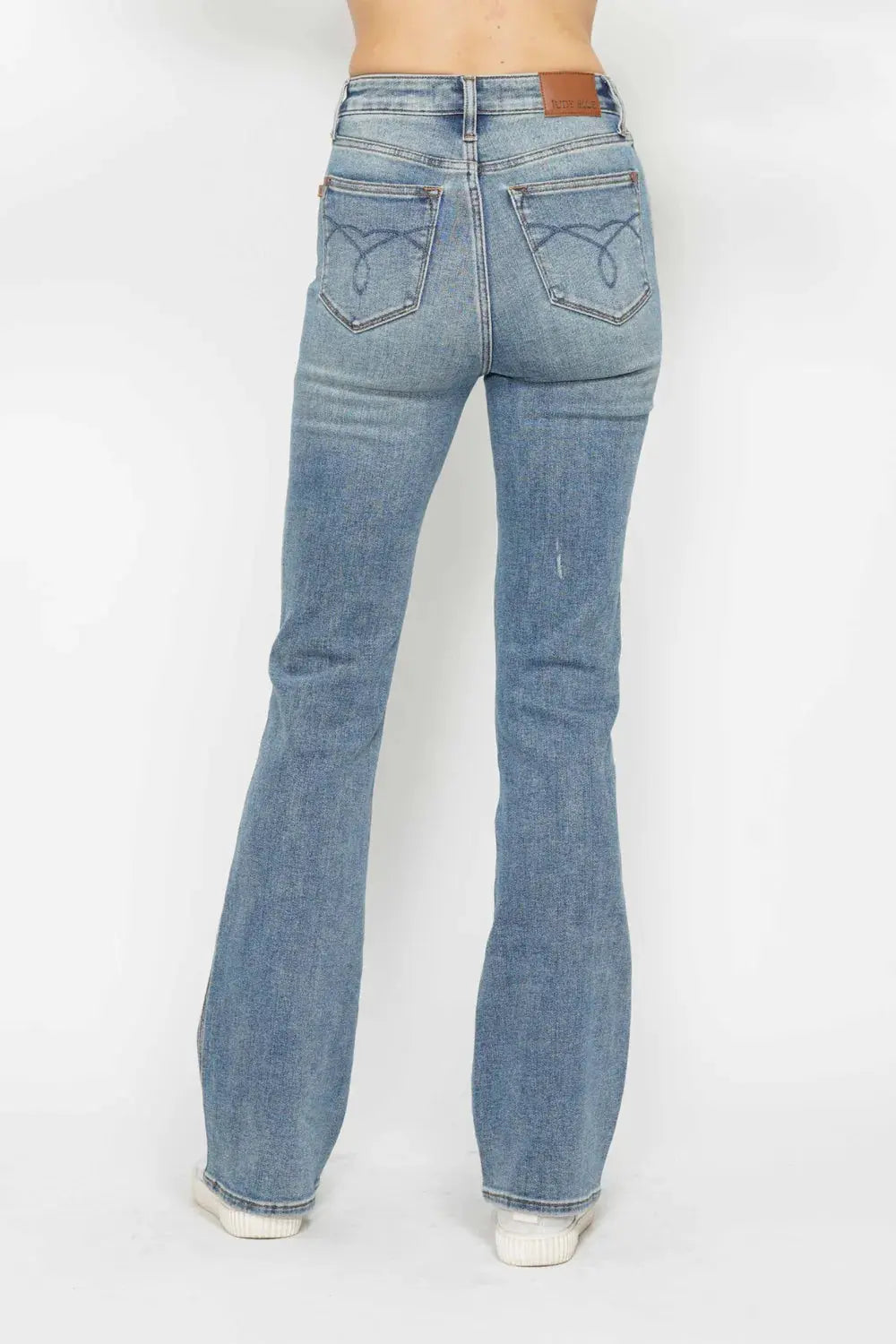 Judy Blue Jeans - Full Size Tummy Control Bootcut Jeans w/ Back Embroidered Pockets - Be Bliss Boutique