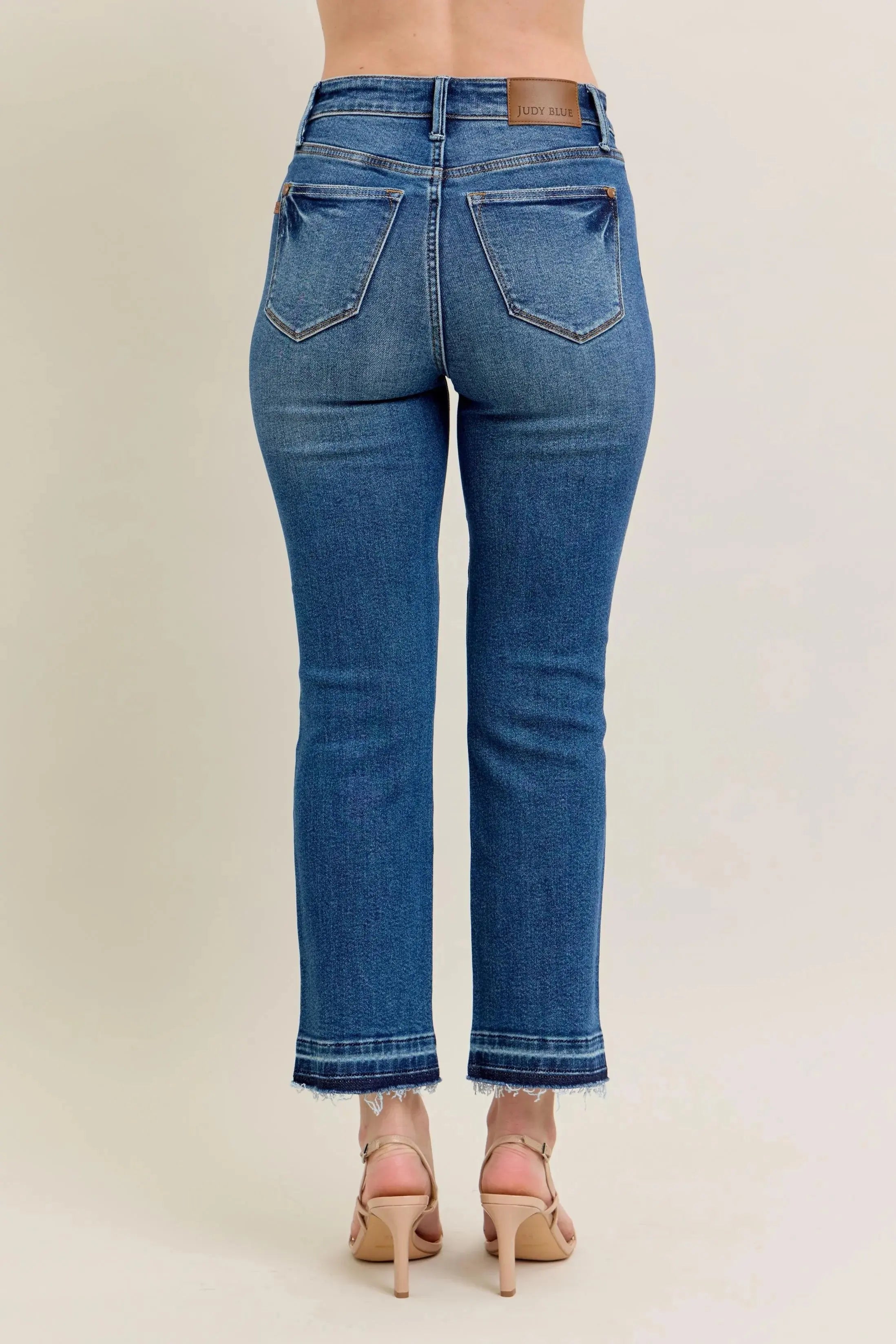 Full Size High Waist Vintage Wash Release Hem Kick Flare Judy Blue Jeans - Be Bliss Boutique