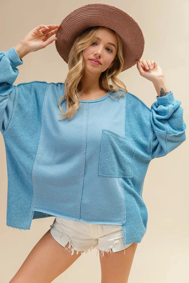 BiBi Pocket Front Oversized Womens Sweatshirt - Be Bliss Boutique