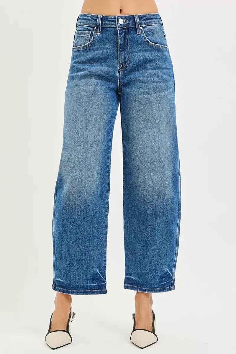 RISEN Jeans - Slouchy Cropped Barrel Jeans - Be Bliss Boutique