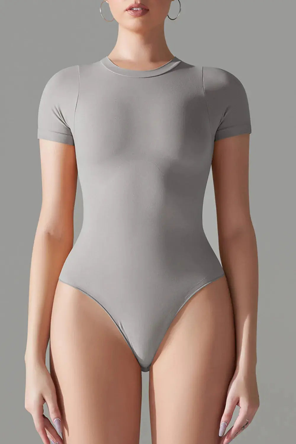 Round Neck Short Sleeve Active Bodysuit - Be Bliss Boutique