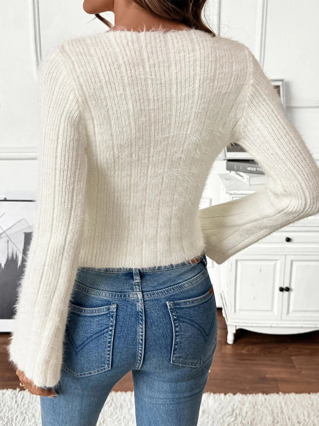 Scoop Neck Long Sleeve Sweater - Be Bliss Boutique