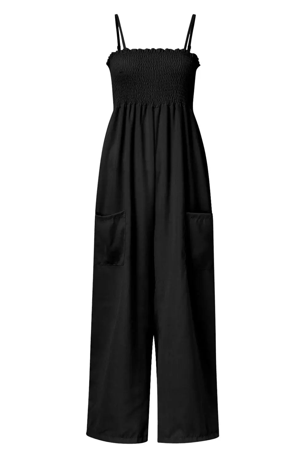 Smocked Spaghetti Strap Wide Leg Jumpsuit - Be Bliss Boutique