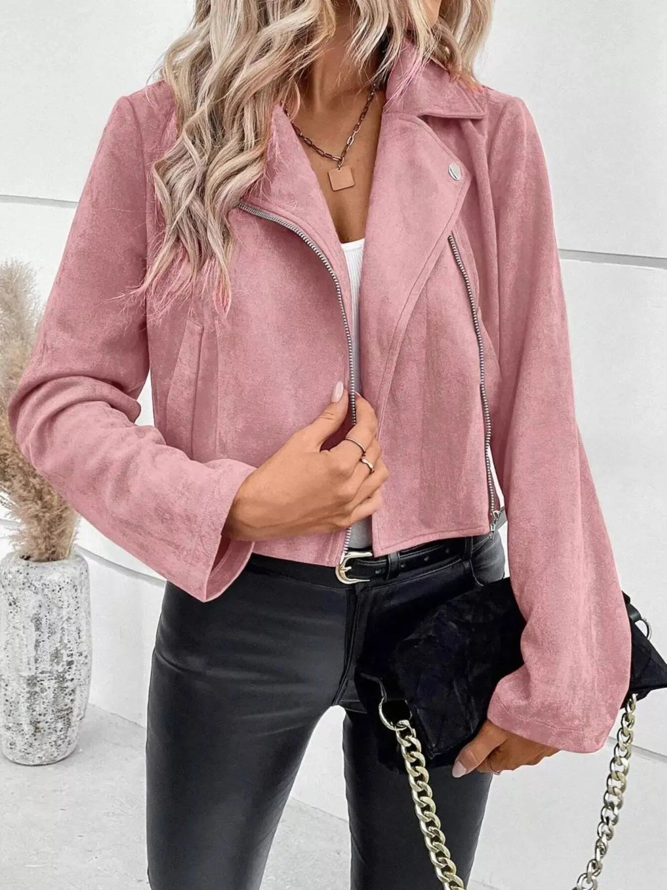 Zip Up Cropped Jacket - Be Bliss Boutique