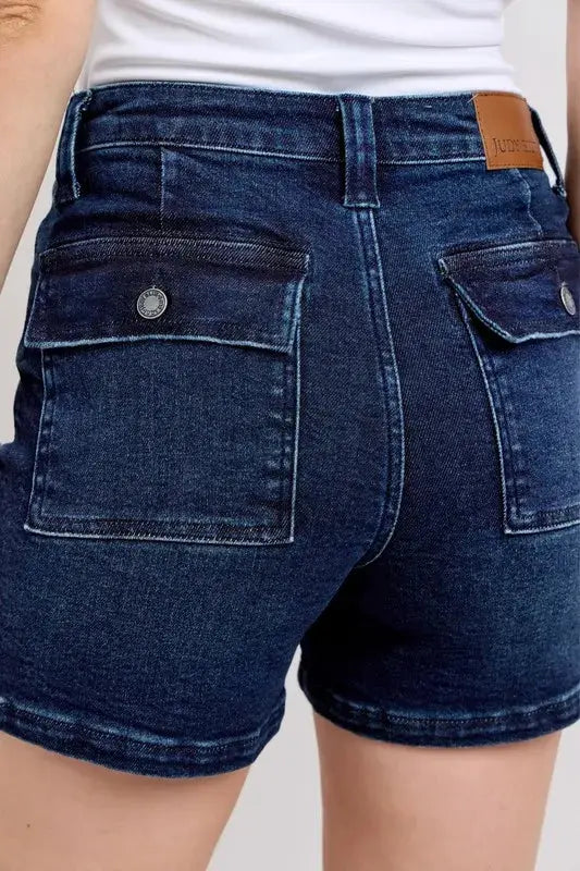 Judy Blue Jeans - Plus Size High Waist Back Flap Pocket Denim Shorts - Be Bliss Boutique