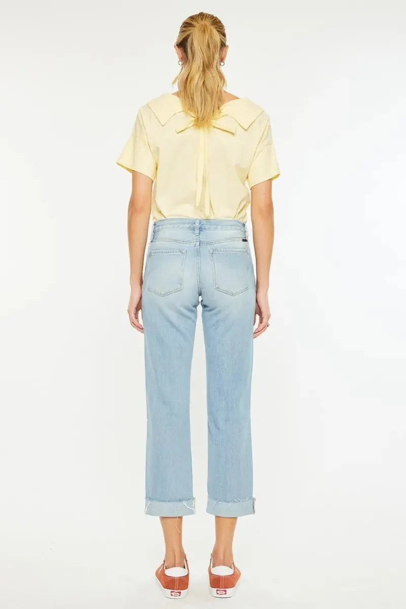 Mid Rise Distressed Kancan Boyfriend Jeans - Be Bliss Boutique