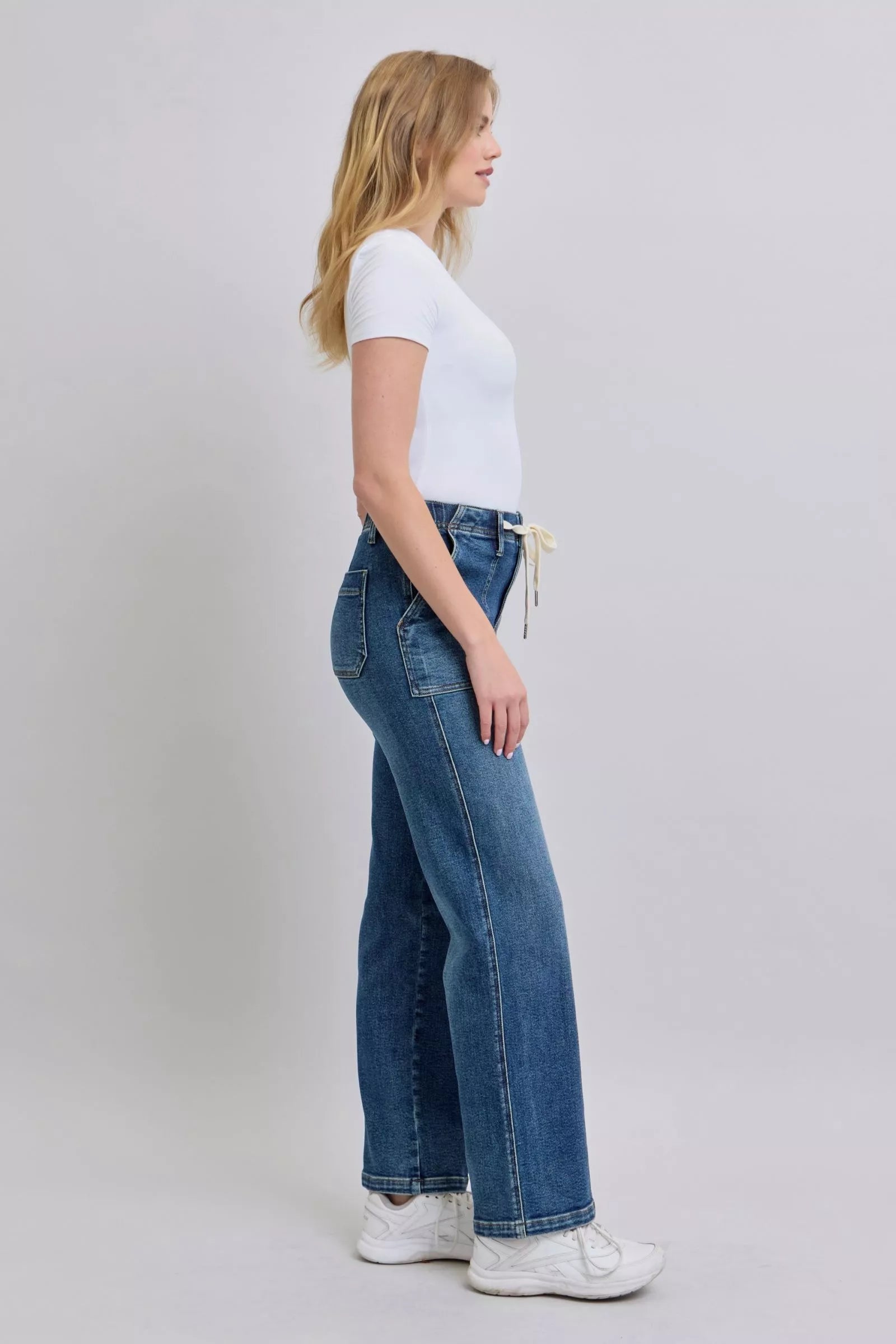 Judy Blue Jeans - Drawstring Straight Jeans with Pockets - Be Bliss Boutique