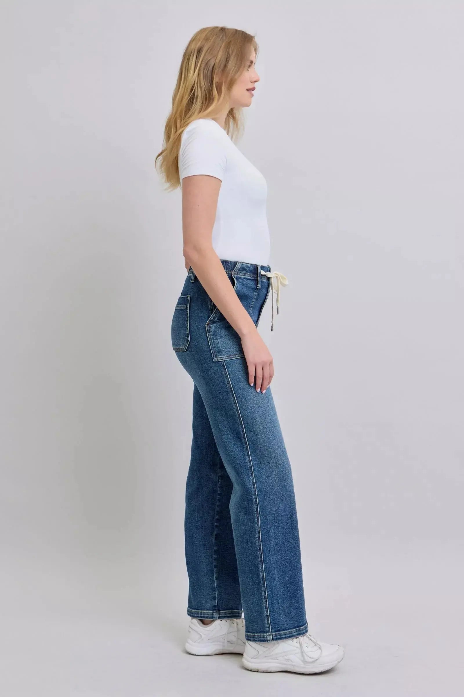 Judy Blue Jeans - Drawstring Straight Jeans with Pockets - Be Bliss Boutique