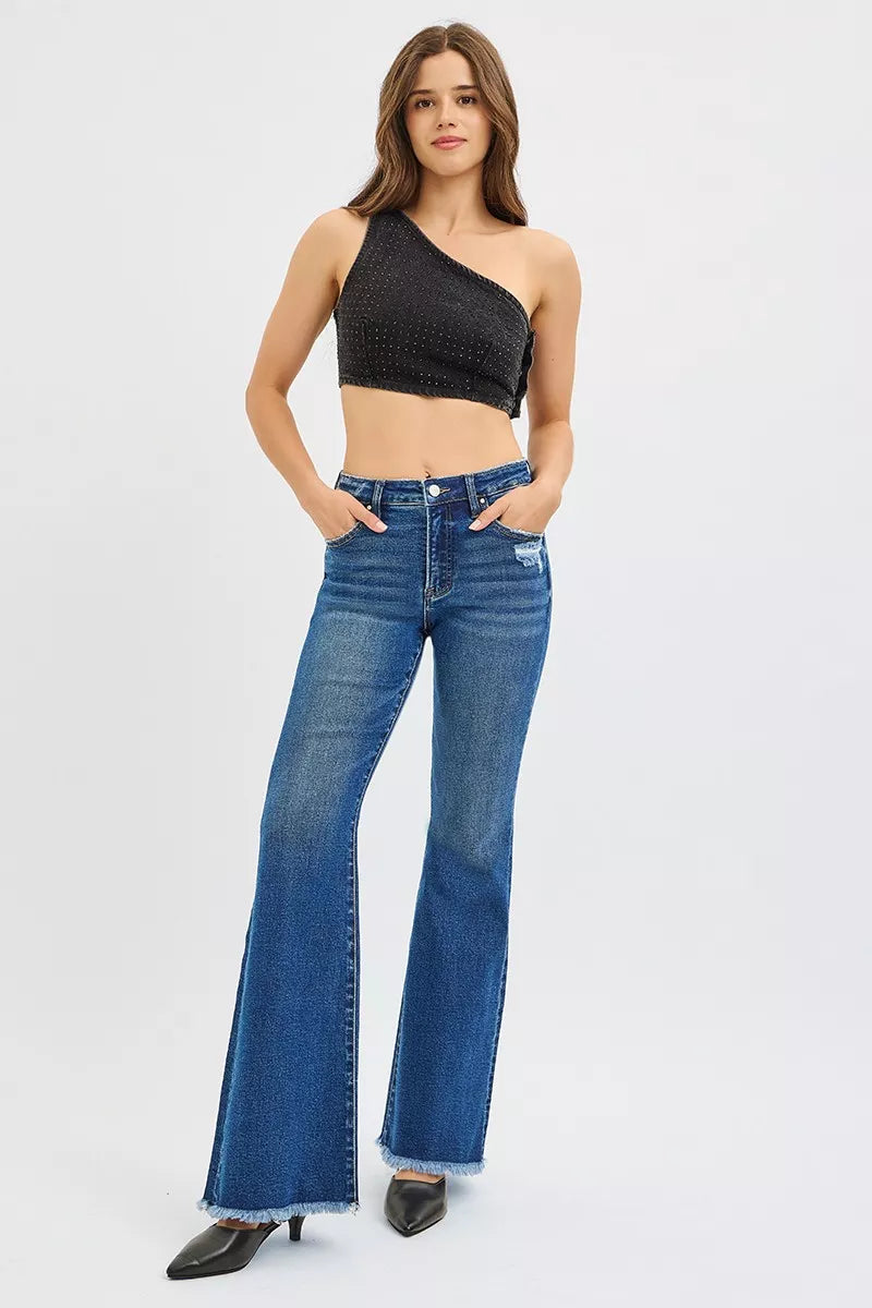RISEN High Rise Flare Jeans - Be Bliss Boutique