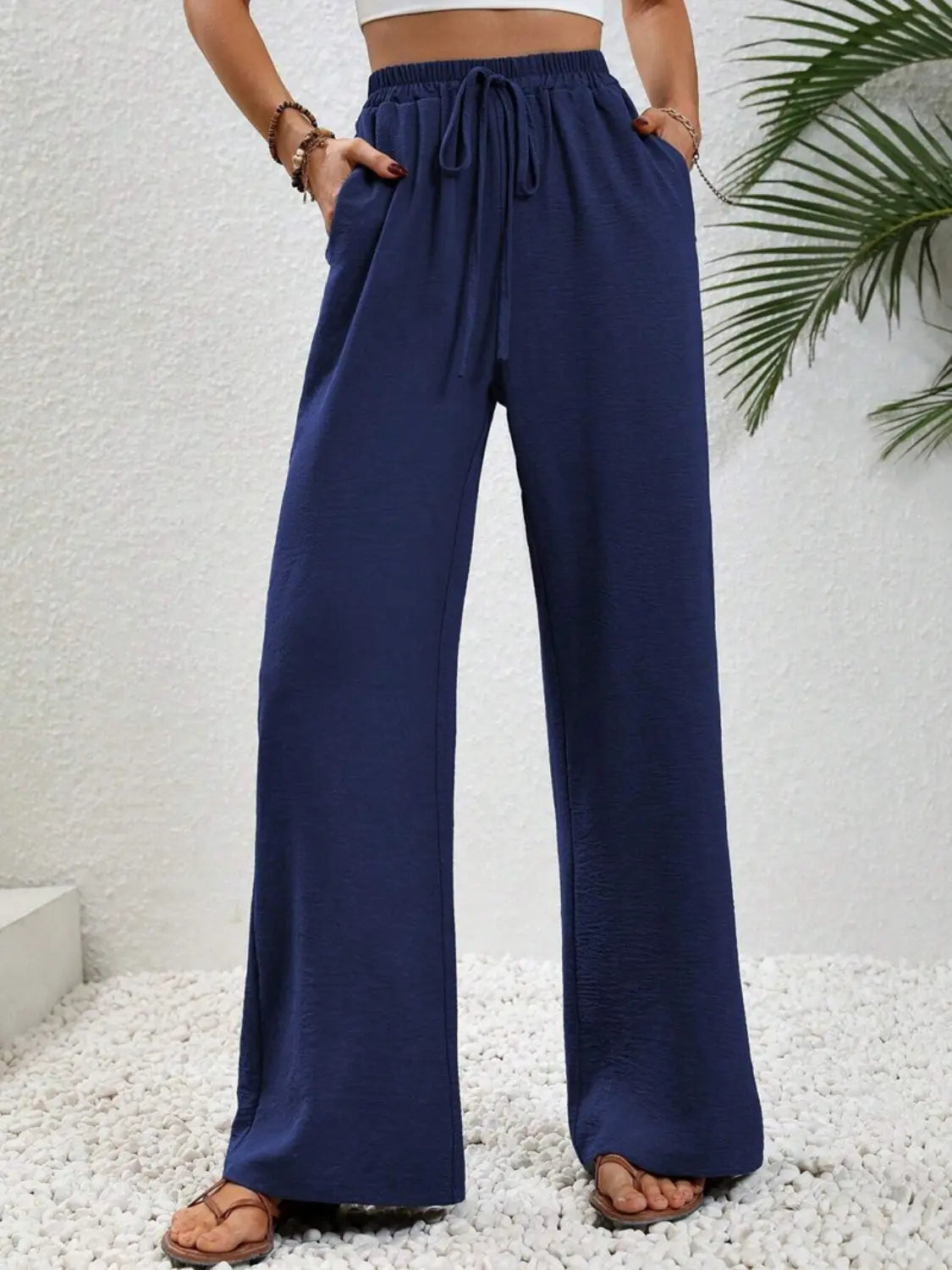 Wide Leg Drawstring Pants - Be Bliss Boutique