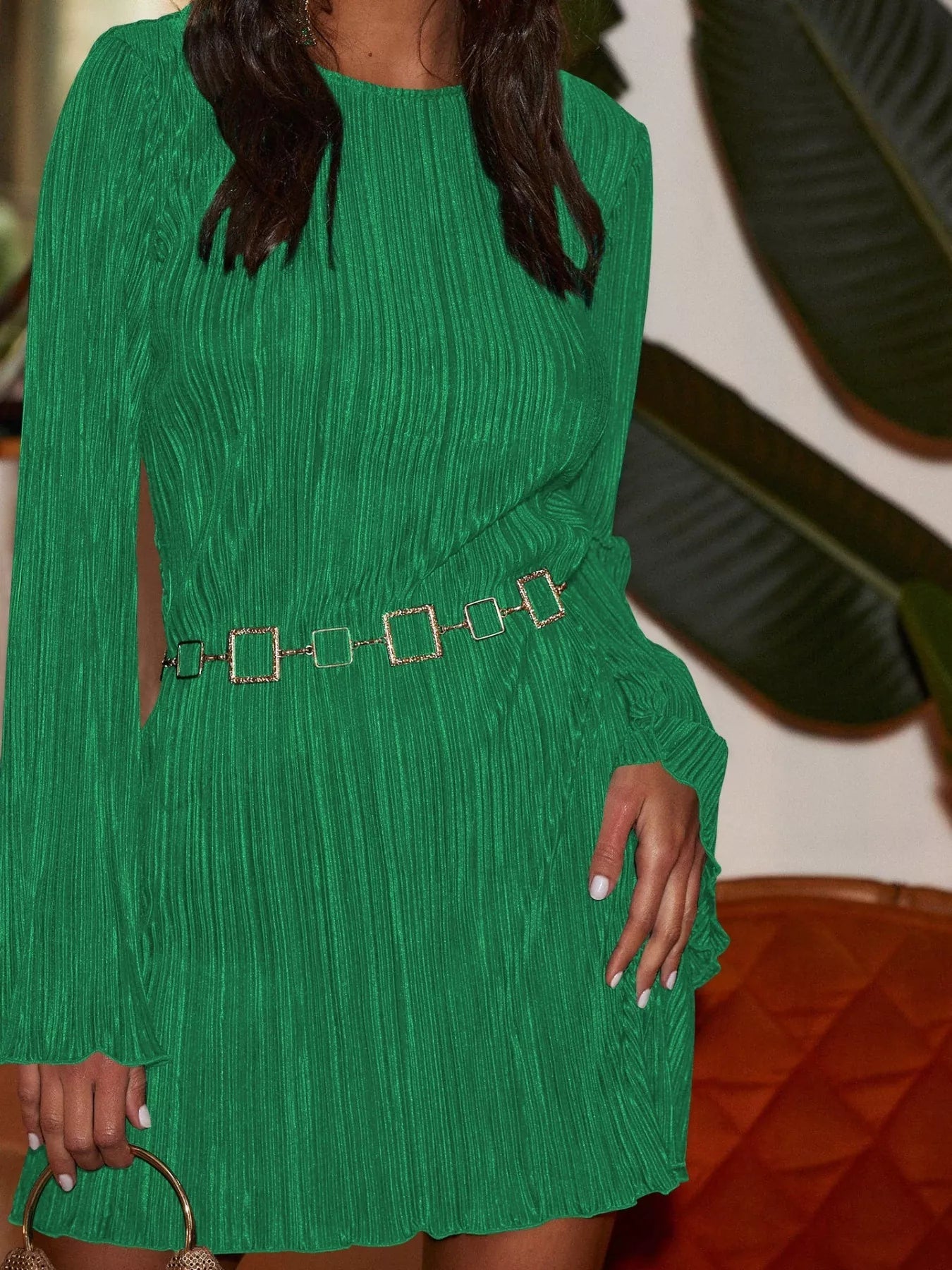 Cutout Back Flare Sleeve Dress -  Be Bliss Boutique