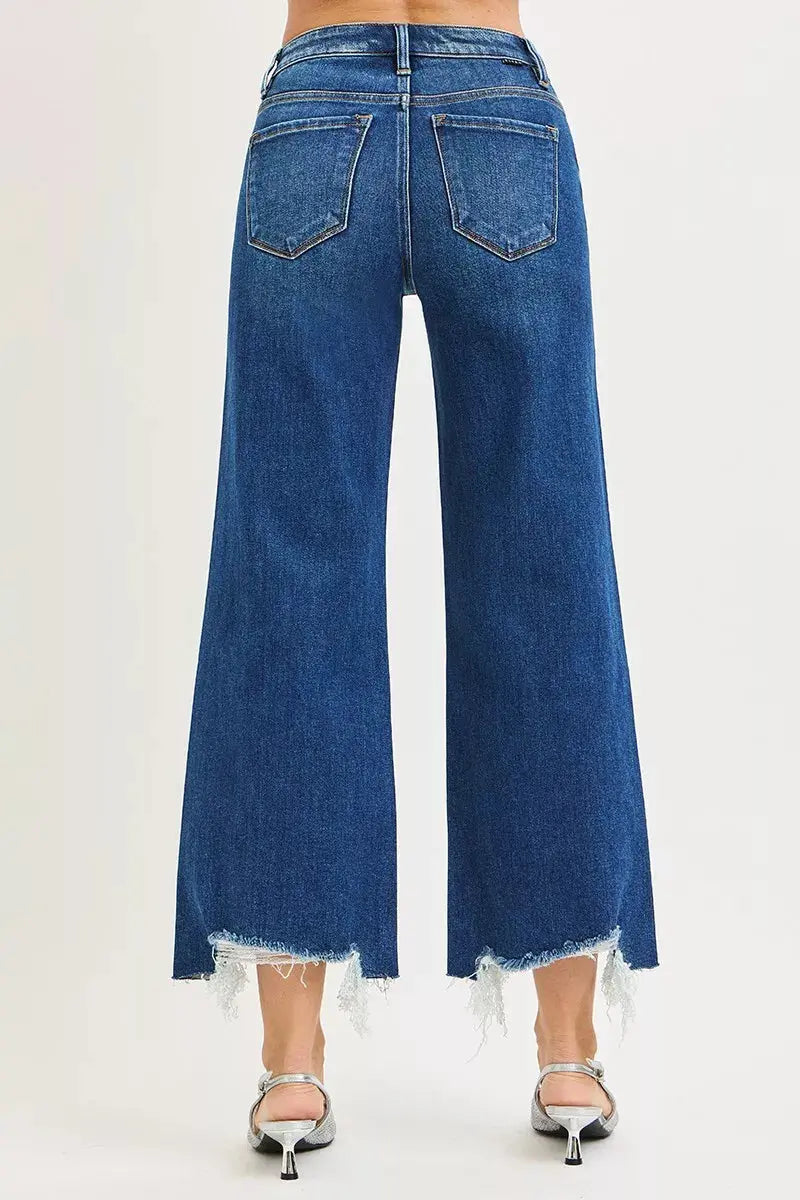 RISEN Jeans - High Rise Crop Wide Leg Jeans - Be Bliss Boutique