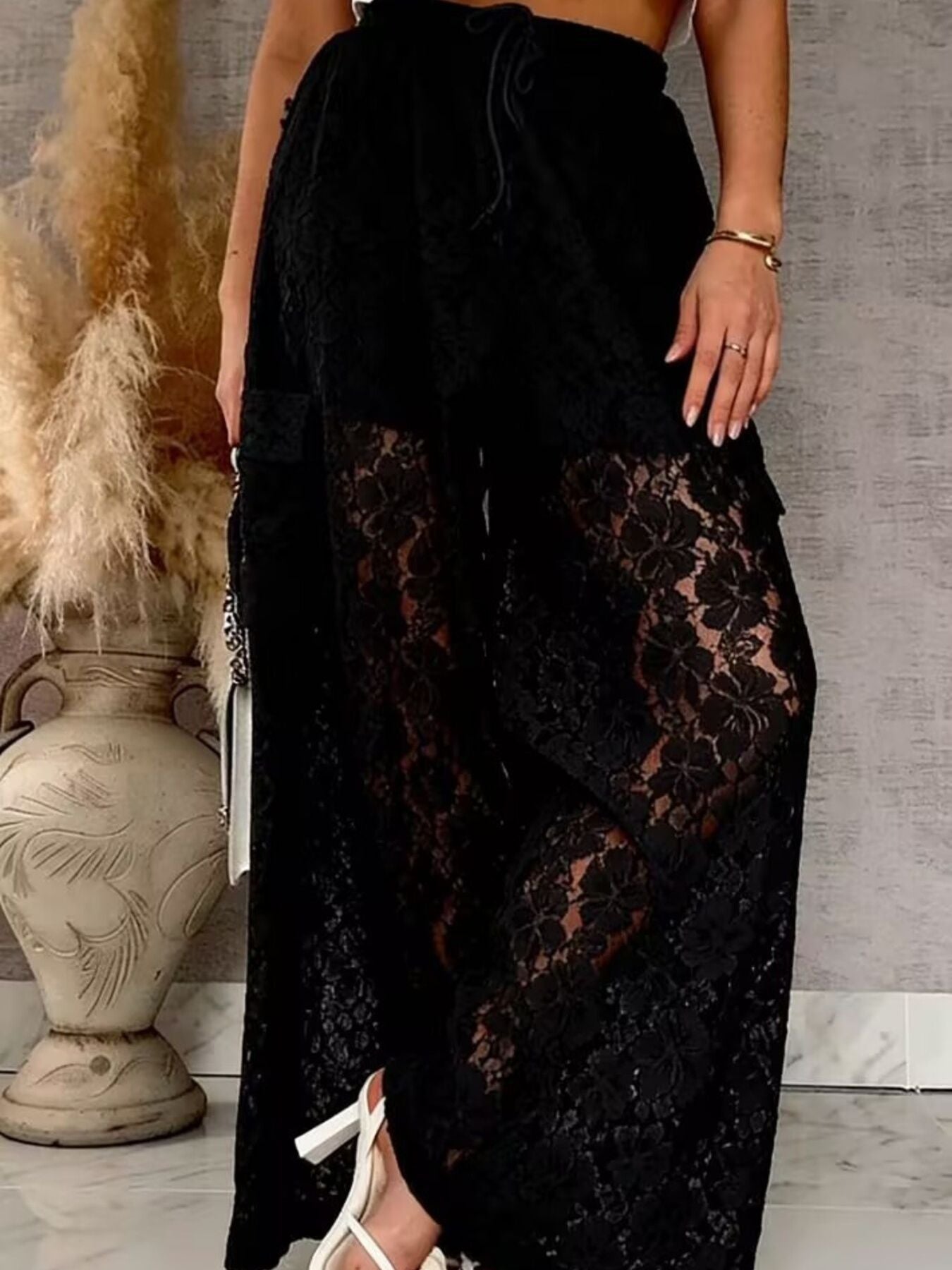 Lace Wide Leg Pants - Be Bliss Boutique