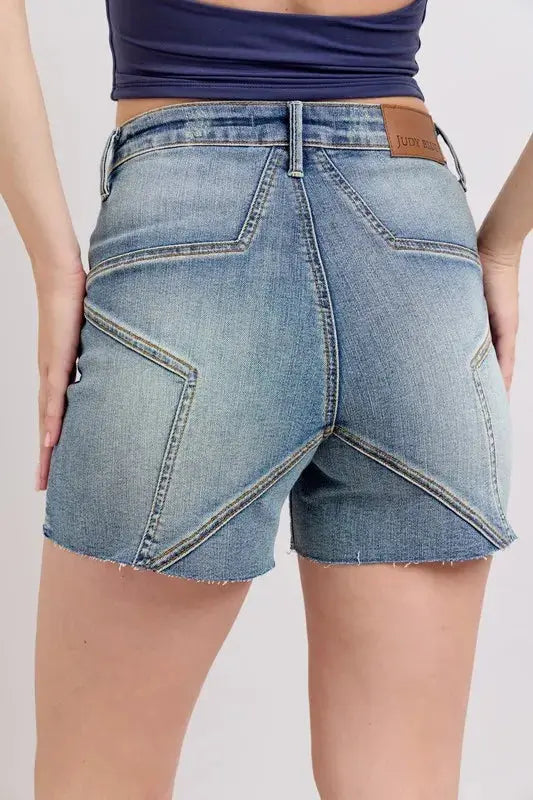 Judy Blue Jeans - Plus Size High Waist Star Seam Detail Denim Shorts - Be Bliss Boutique
