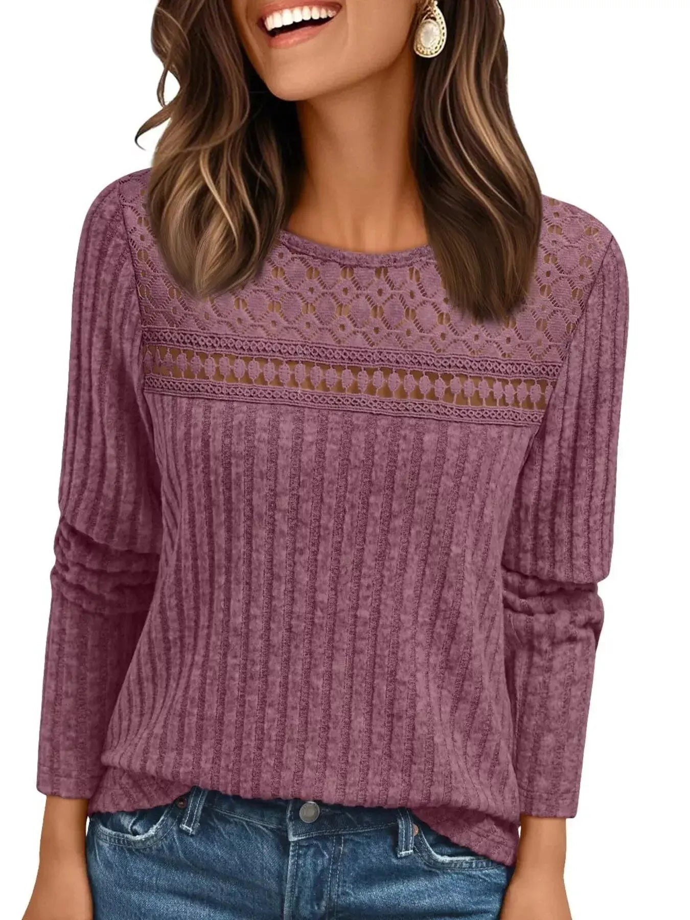 Ribbed Long Sleeve T Shirt - Be Bliss Boutique