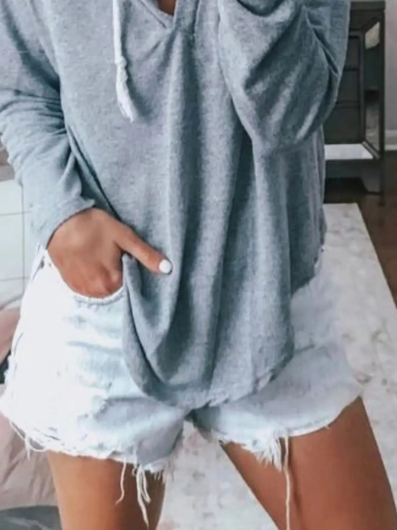 Plus Size Drawstring Long Sleeve Hoodie - Be Bliss Boutique