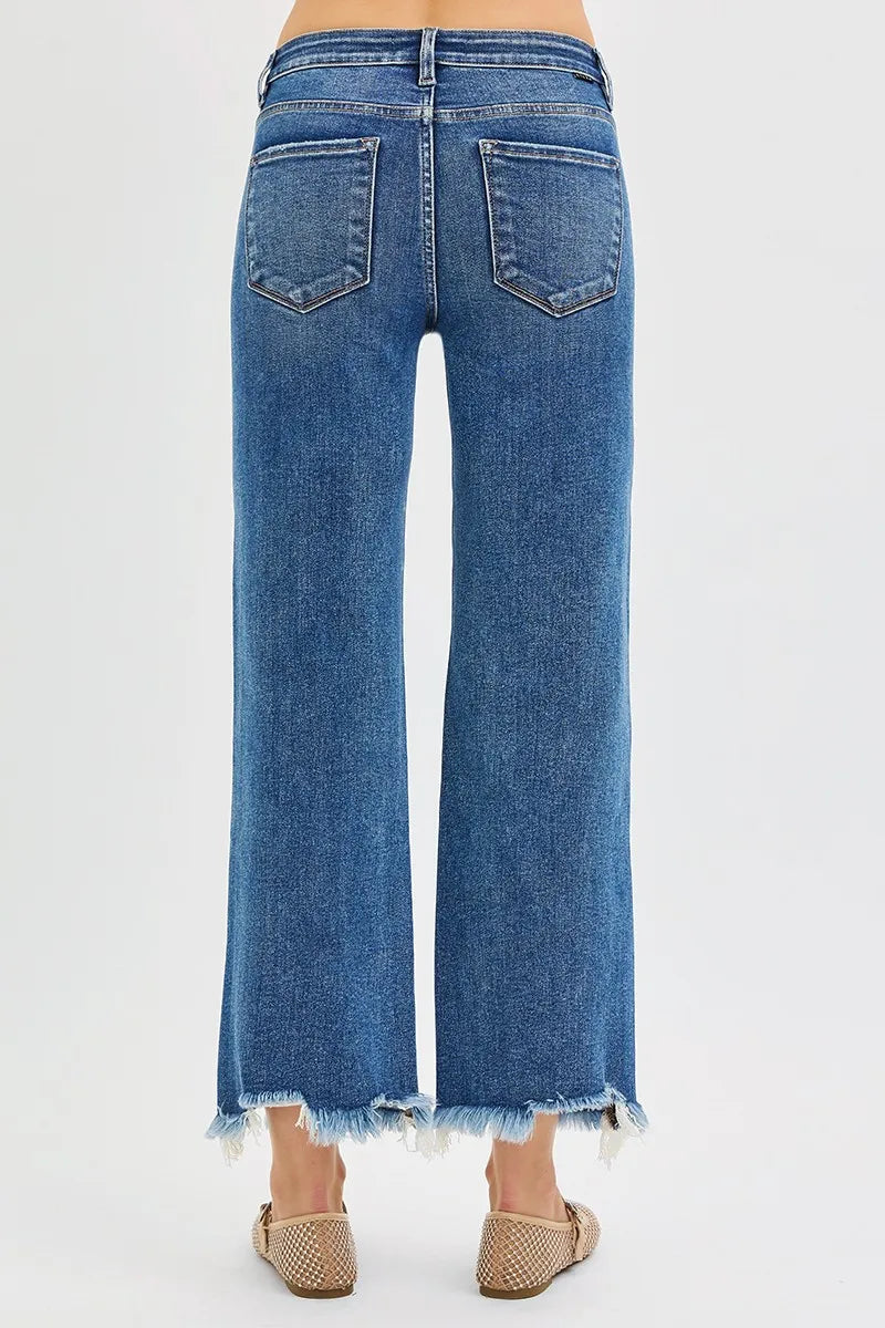 RISEN Full Size Mid Rise Crop Straight Jeans Plus Size -  Be Bliss Boutique