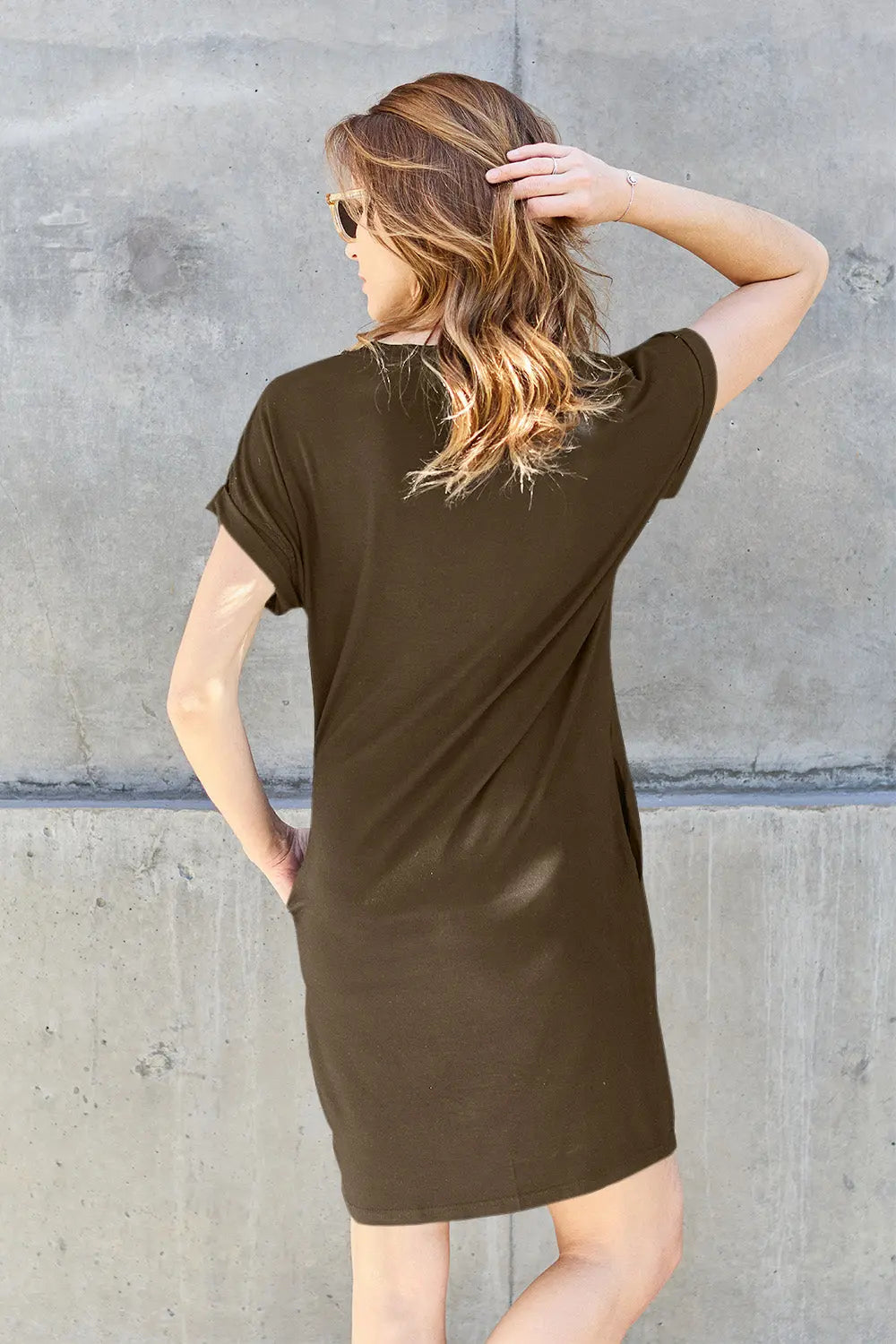 Basic Bae Full Size Round Neck Short Sleeve Dress with Pockets - Be Bliss Boutique