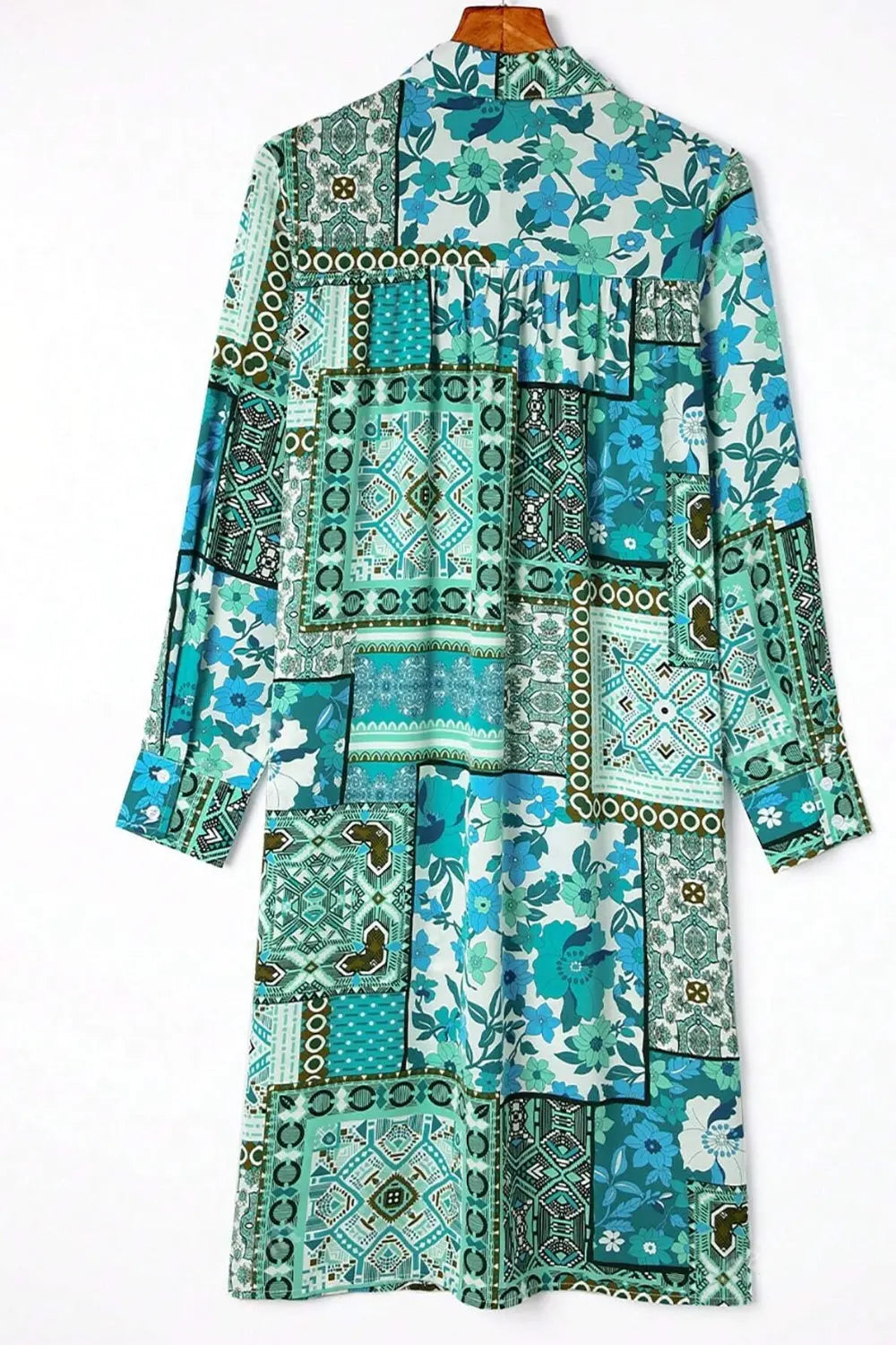 Printed Button Up Long Sleeve Cardigan - Be Bliss Boutique